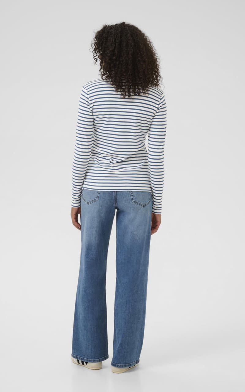 Kaffe- Liddy Striped Long Sleeve in Chalk/ Bering Sea