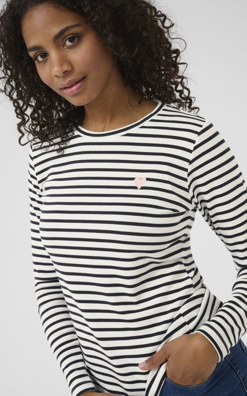 Kaffe- Liddy Striped Long Sleeve in Chalk/ Midnight
