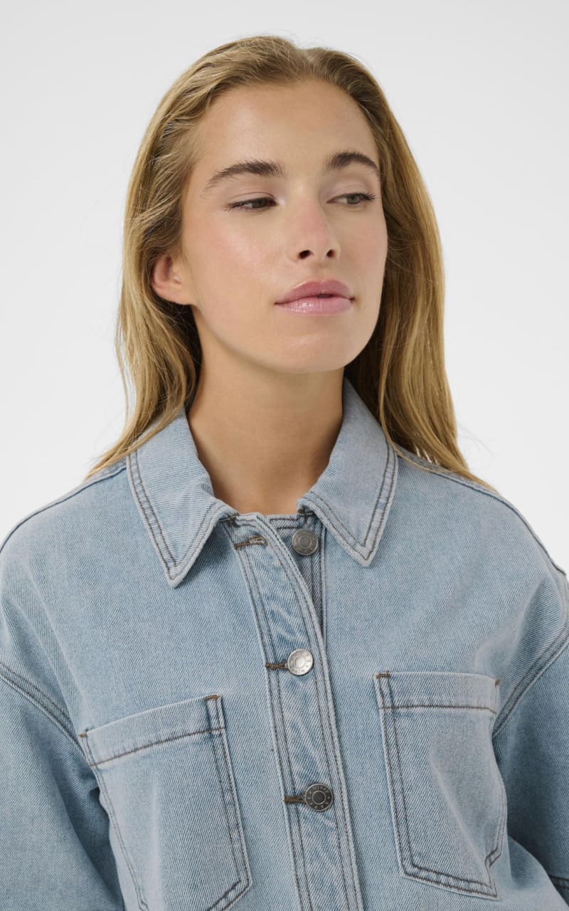 Kaffe- Minna Denim Shirt in Light Blue Wash - JACKET