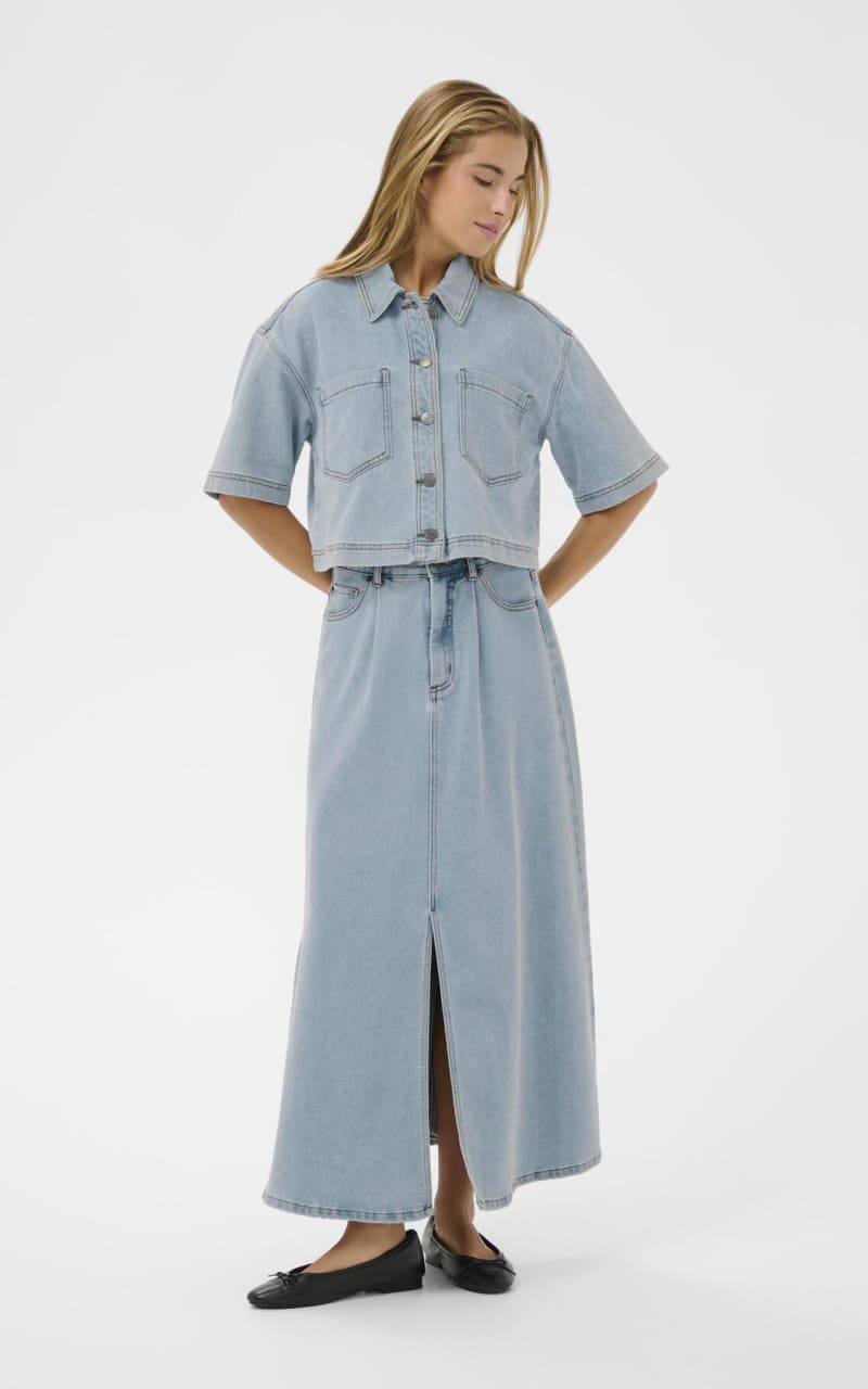 Kaffe- Minna Denim Shirt in Light Blue Wash - JACKET