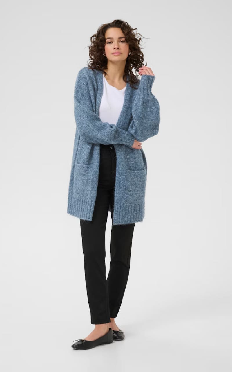 Kaffe- Trina Knit Cardigan in Bering Sea Melange - SWEATER