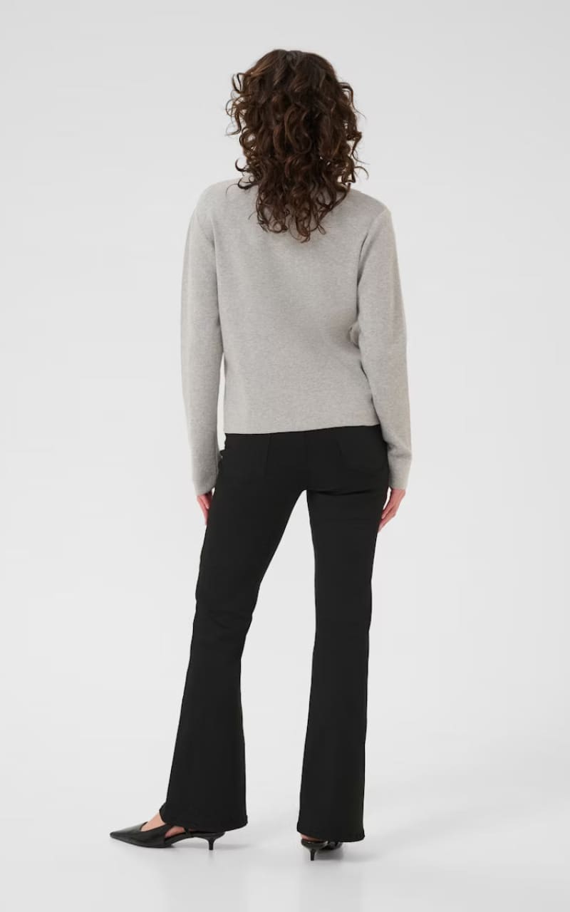 Kaffe- Visja Polo Zip Front Cardigan in Grey Melange