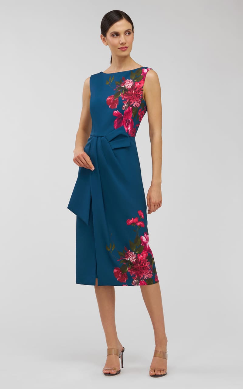 Kay Unger Devin Midi Dress in Blue Opal DRESS