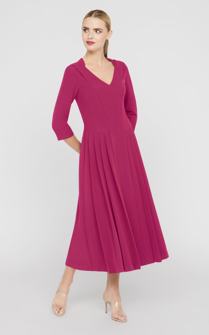 Kay Unger- Enola Tea Length Dress in Sangria - DRESS