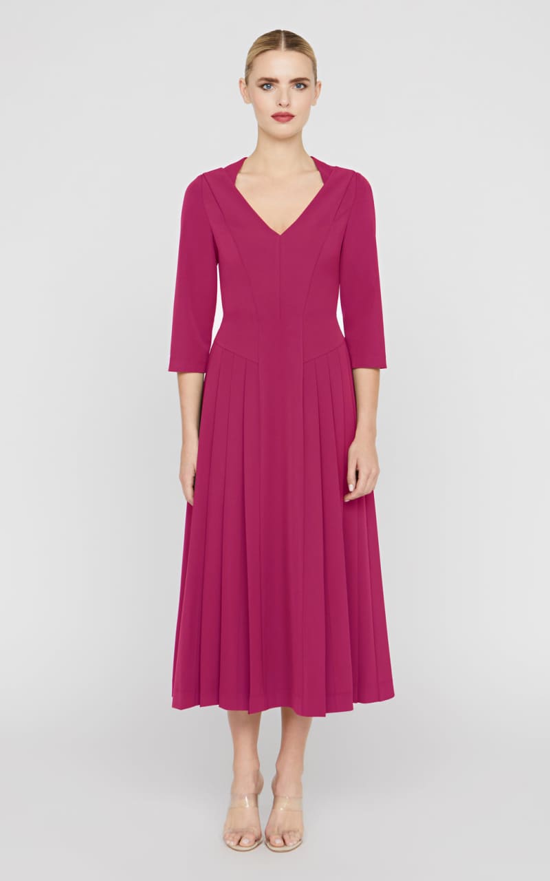 Kay Unger- Enola Tea Length Dress in Sangria - DRESS