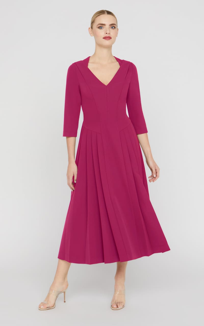 Kay Unger- Enola Tea Length Dress in Sangria - DRESS