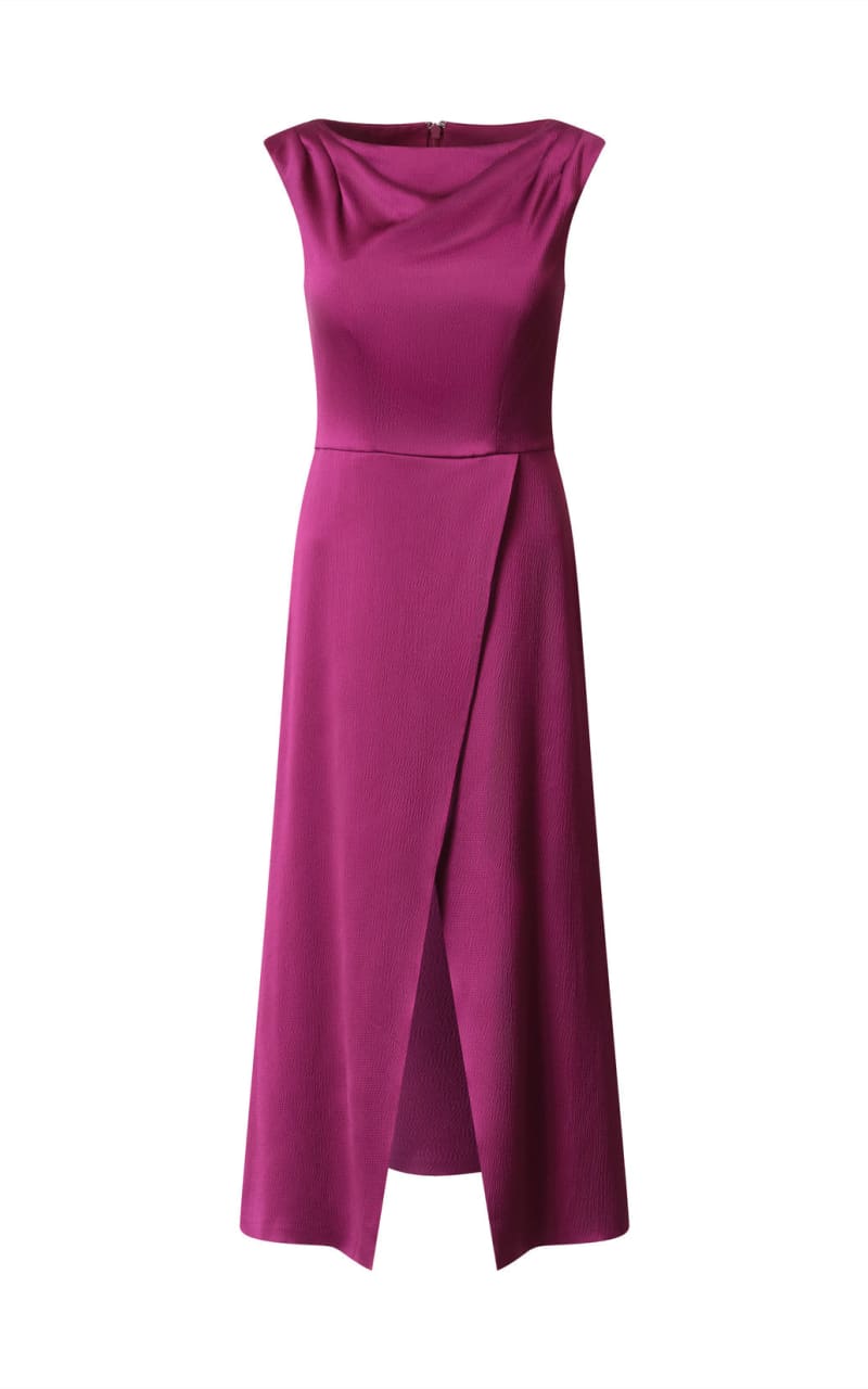 Kay Unger- Ginger Tea Length Dress in Mulberry - DRESS