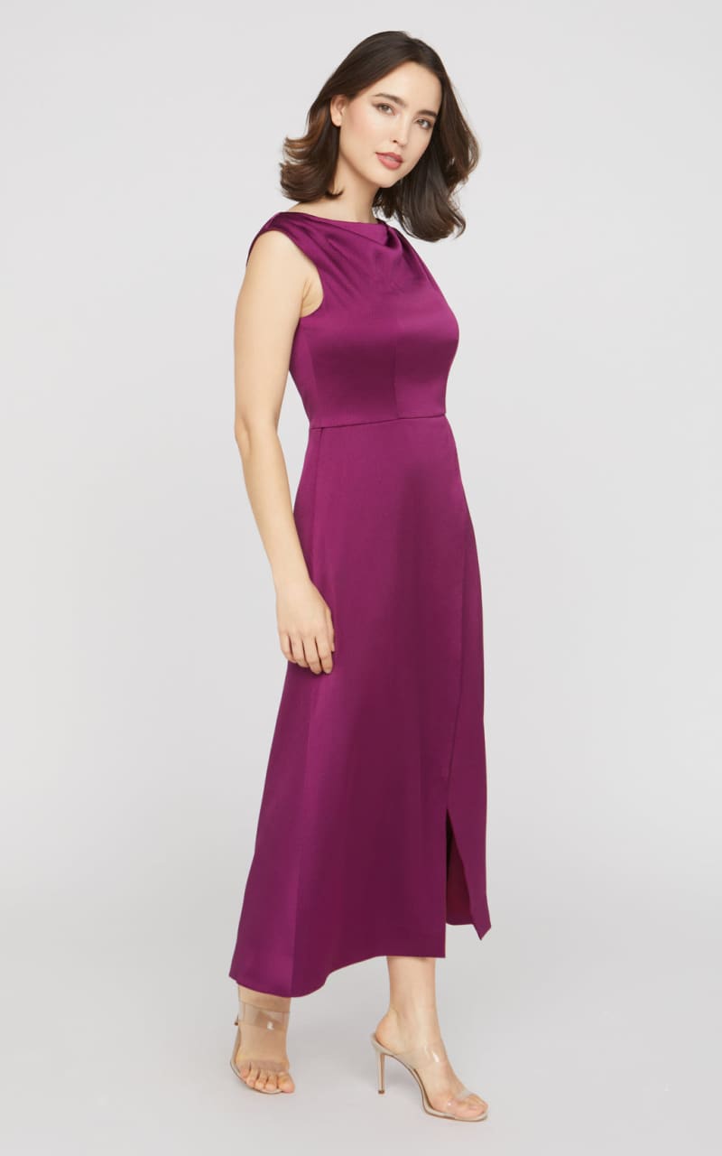 Kay Unger- Ginger Tea Length Dress in Mulberry - DRESS