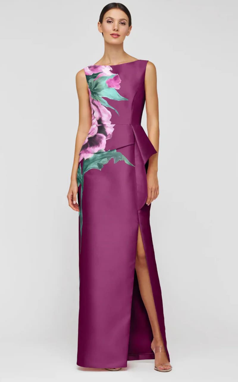 Kay Unger- Luciana Column Gown in Mulberry - DRESS