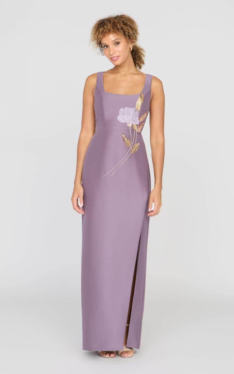 Kay Unger- Paloma Embellished Column Gown in Heather - DRESS