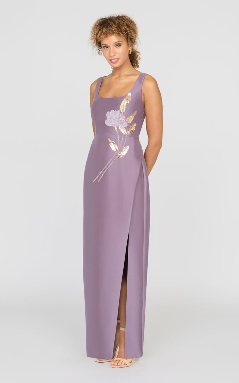 Kay Unger- Paloma Embellished Column Gown in Heather - DRESS