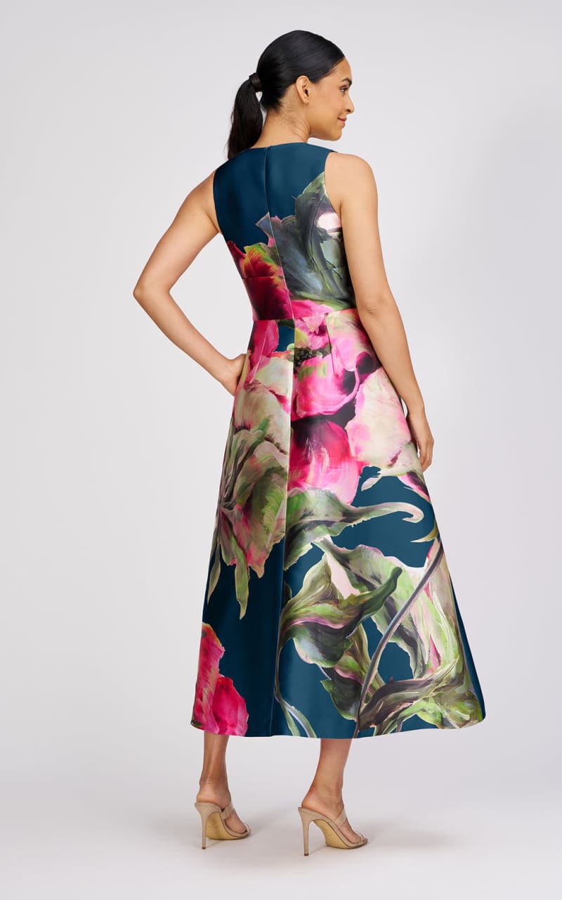 Kay Unger- Regina Tea Length Dress in Blue Opal - DRESS