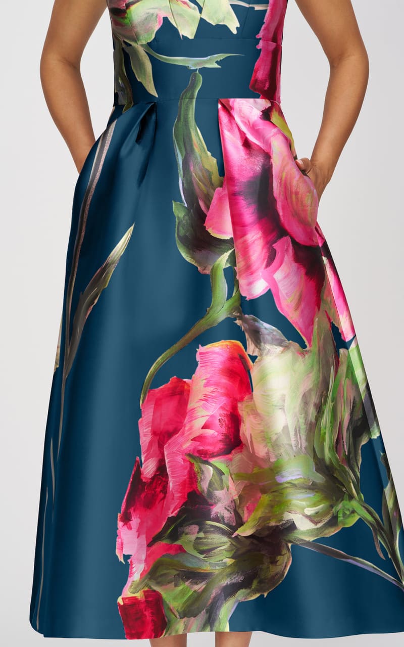 Kay Unger- Regina Tea Length Dress in Blue Opal - DRESS