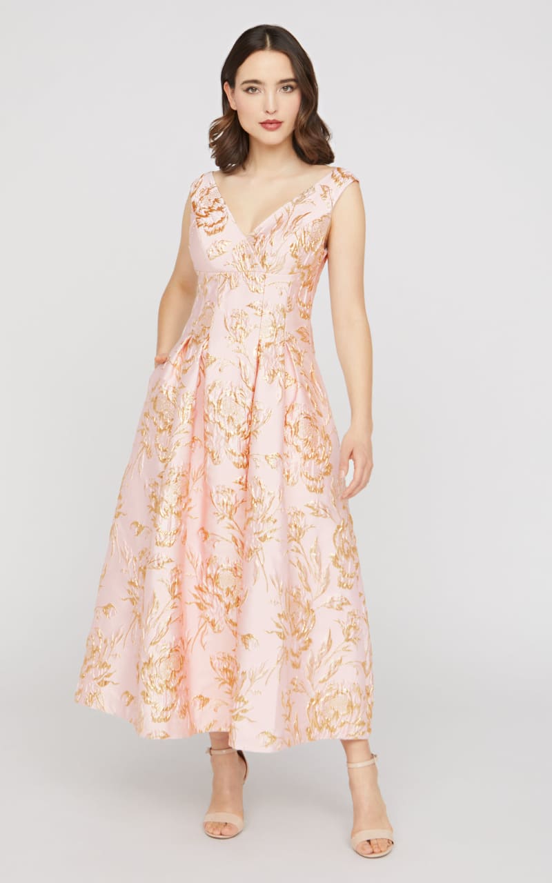 Kay Unger- Saylor Tea Length Dress in Blush - DRESS