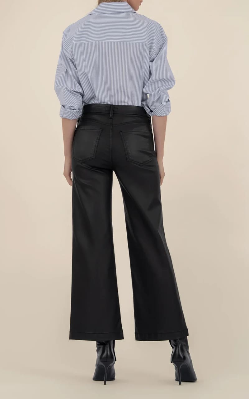 KUT From The Kloth- Meg Coated High Rise Wide Leg in Black