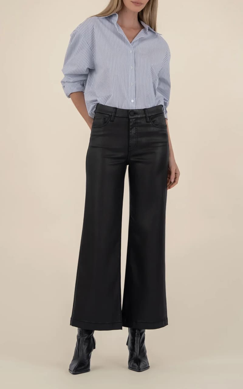 KUT From The Kloth- Meg Coated High Rise Wide Leg in Black