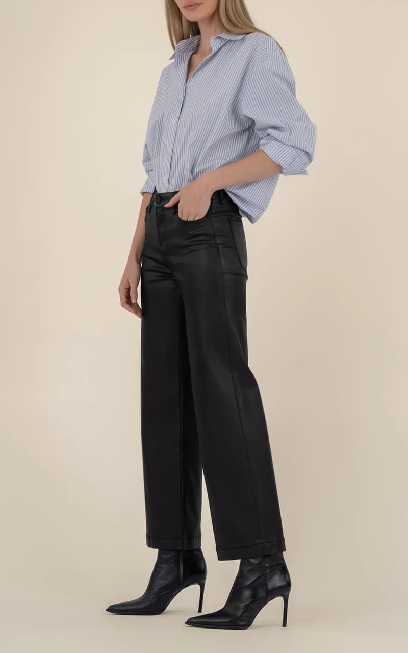 KUT From The Kloth- Meg Coated High Rise Wide Leg in Black