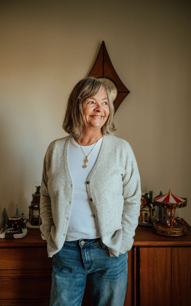 We The Label- Button Cashmere Cardigan in Heather Grey