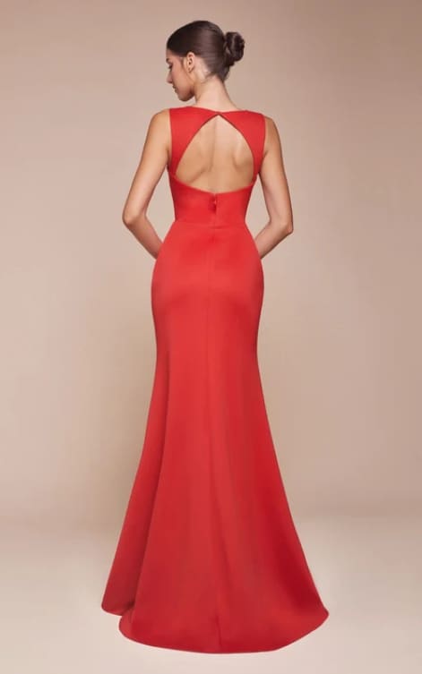 Ladivine- Fitted Cutout Back Sleeveless Slit Gown
