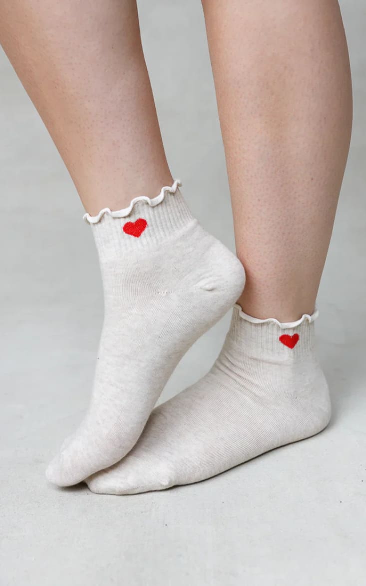LimLim- Frill Heart Ankle Sock - Ivory - Socks
