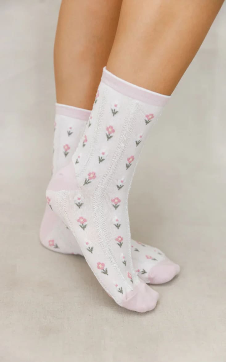 LimLim- Floral Frill Trim Socks - accessories