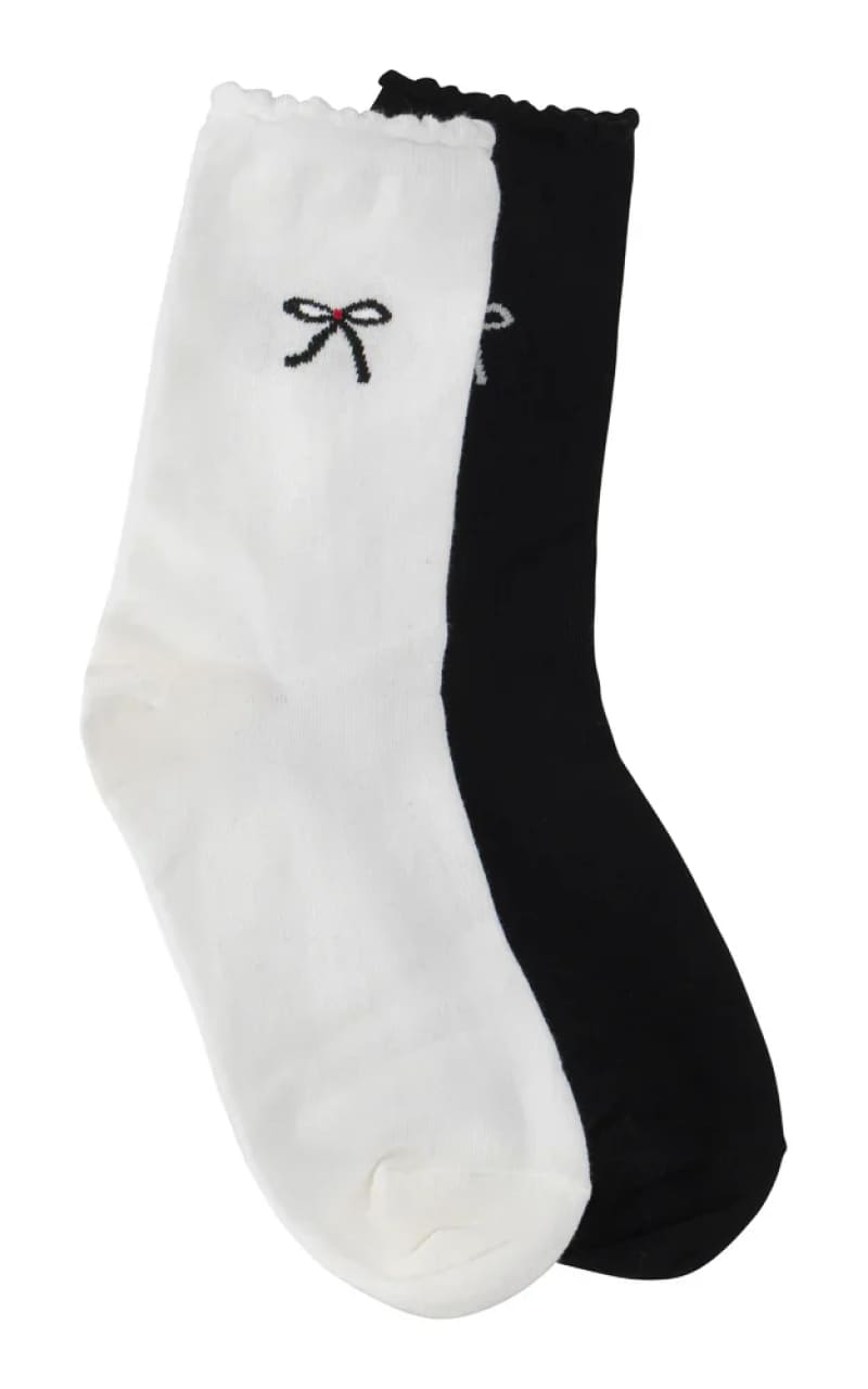 LimLim- Rollup Bows Socks in White - accessories