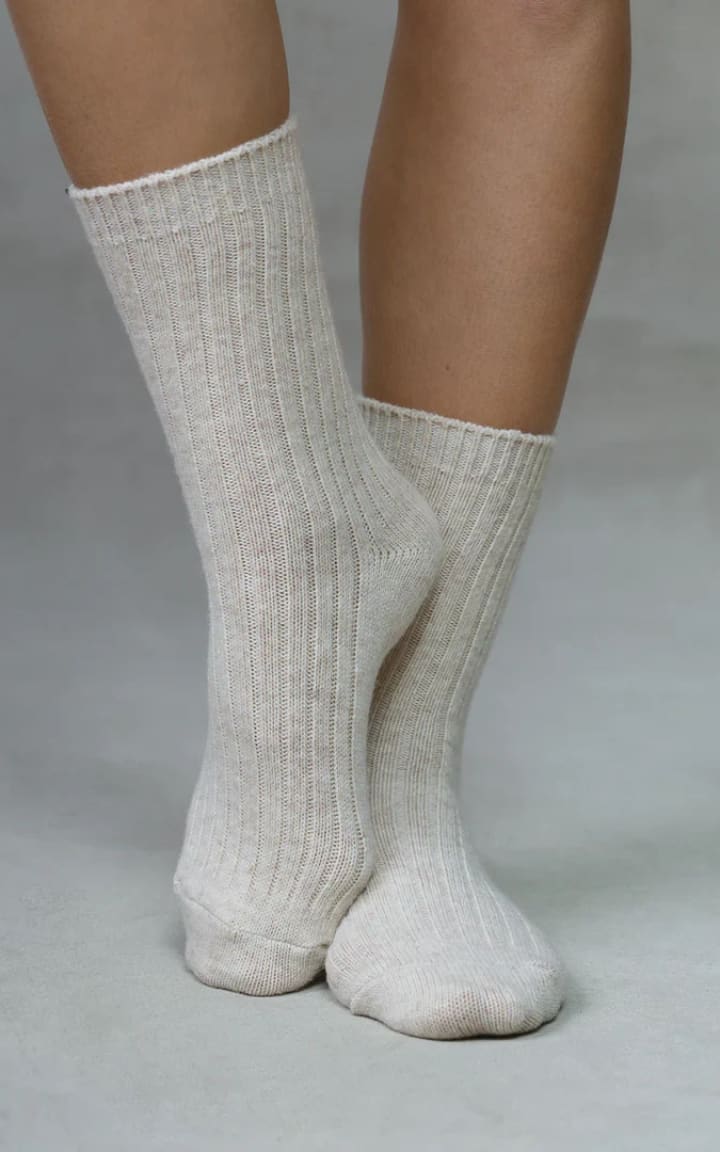 LimLim- Super Soft Cashmere Socks in Ivory - accessories