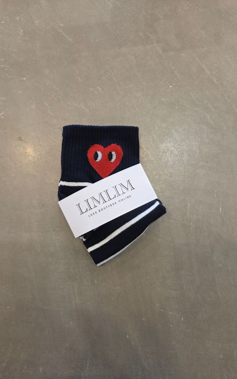 LimLim- Short Looking Heart Sock in Navy - Socks