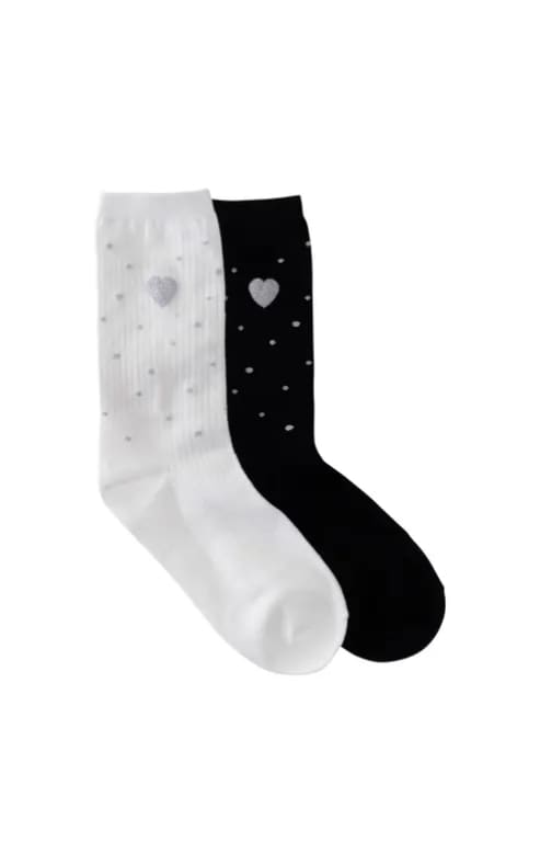 LimLim- Silver Polka Dot Heart Socks