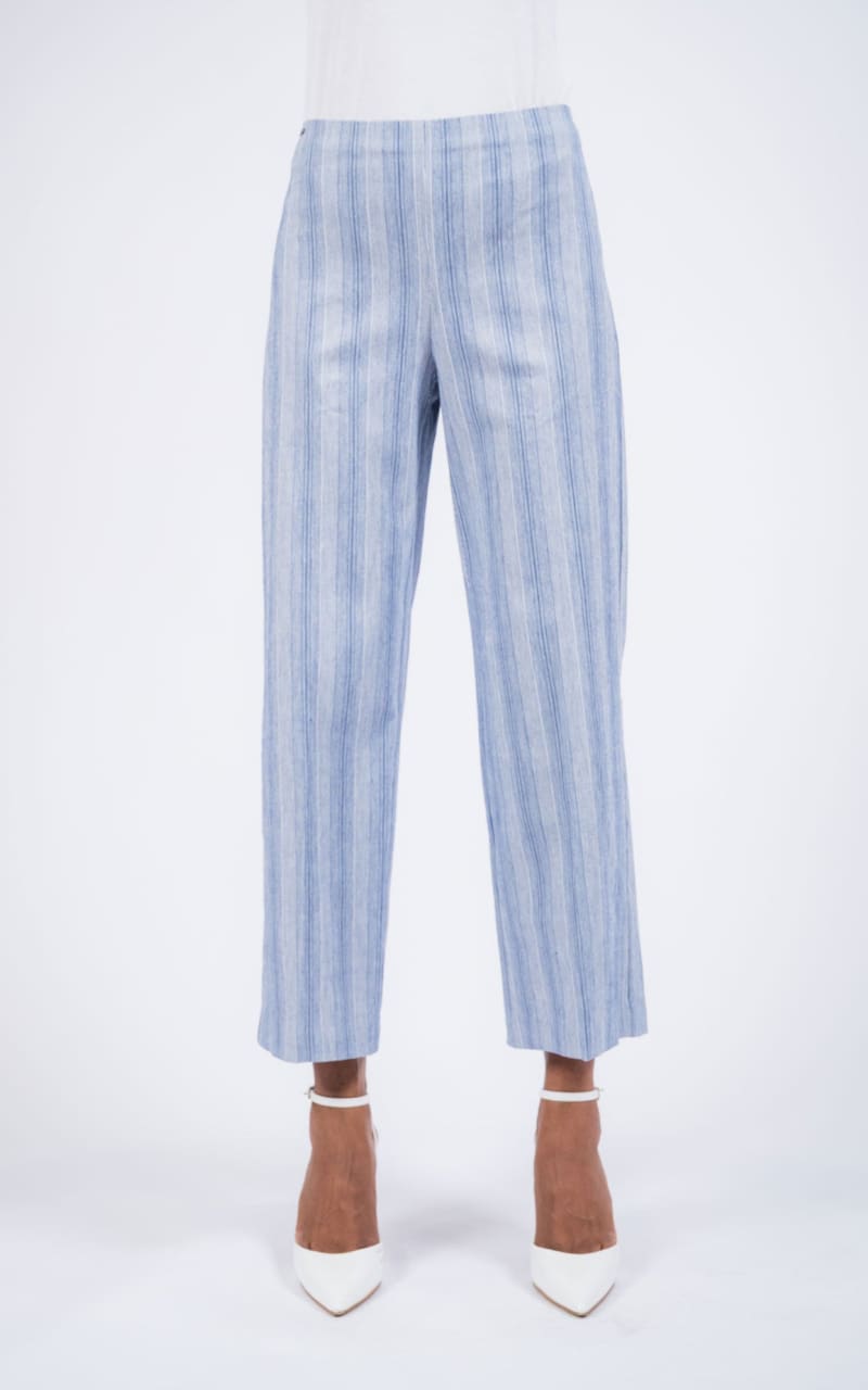Lisette- Denim Stripe 28’’ Wide Leg Pants - denim