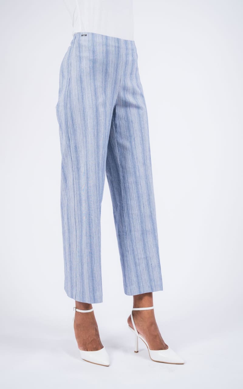 Lisette- Denim Stripe 28’’ Wide Leg Pants - denim