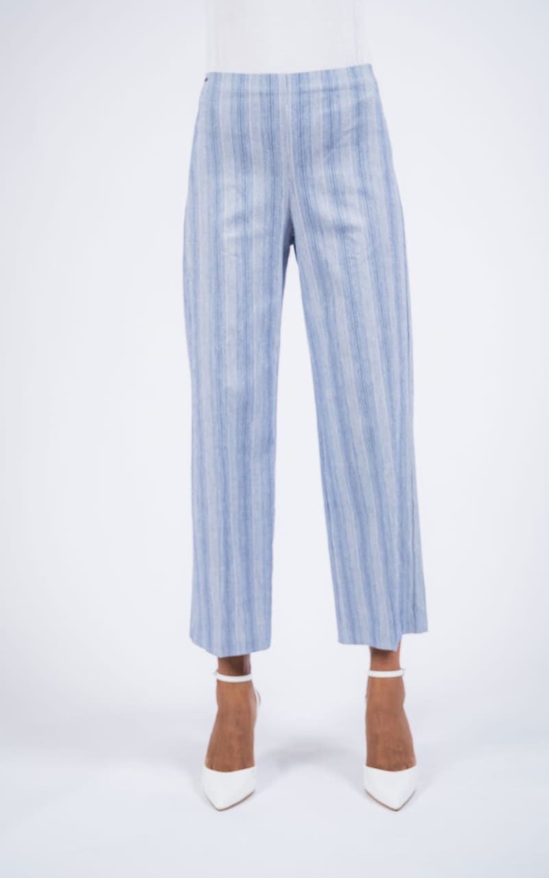 Lisette- Denim Stripe 28’’ Wide Leg Pants - denim