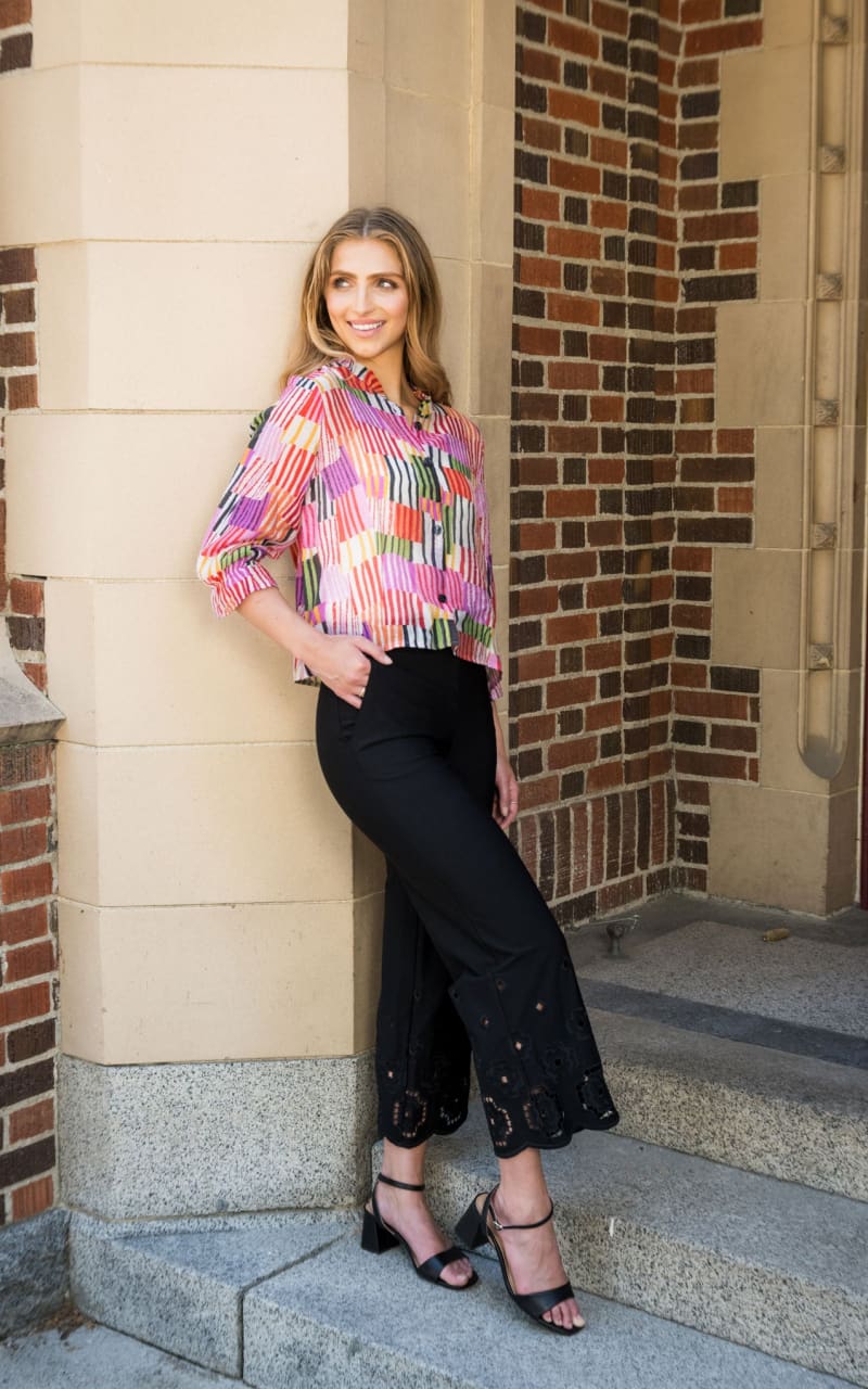 Lisette- Kathryne 26’’ Wide Crop Pant with Embroidery