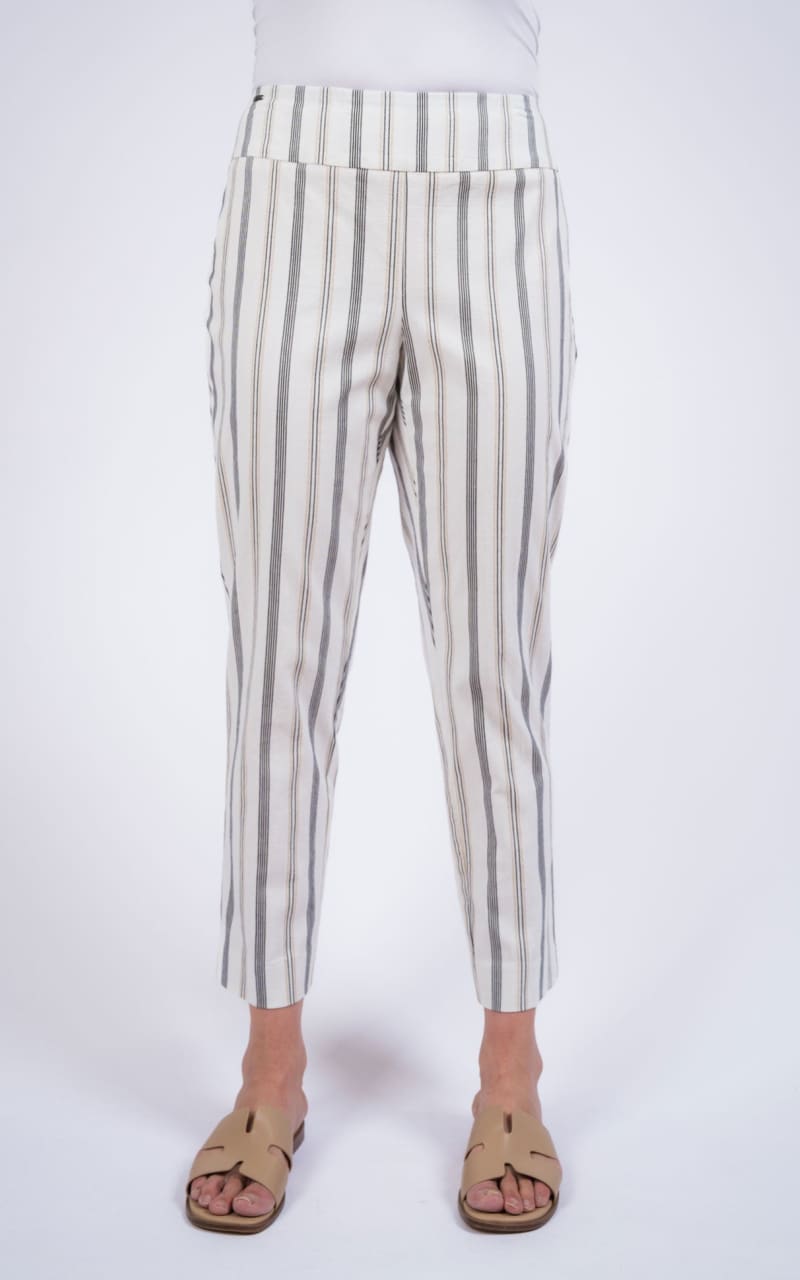 Lisette- Natural Stripe 26’’ Slim Cropped Pants - Pant