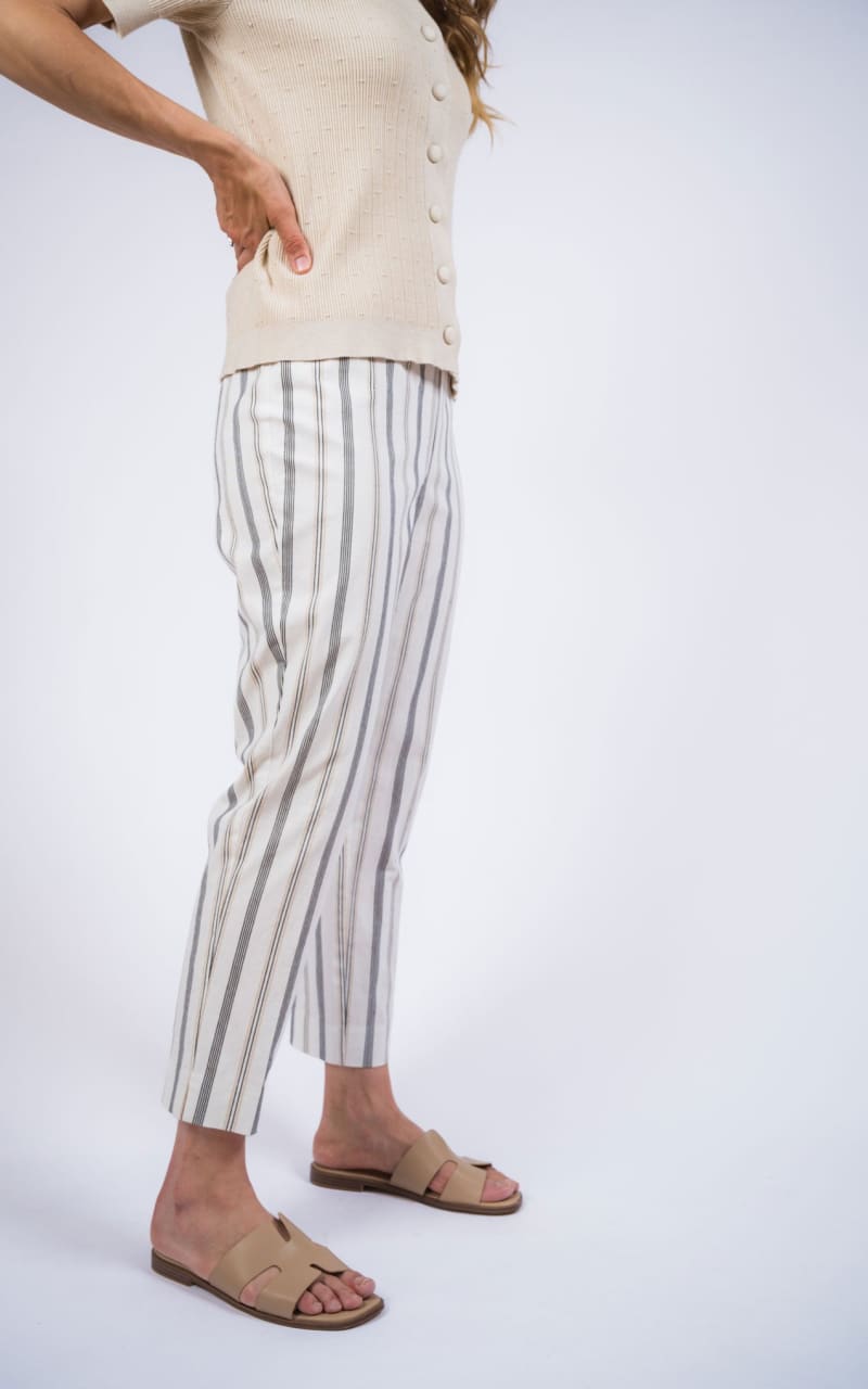 Lisette- Natural Stripe 26’’ Slim Cropped Pants - Pant