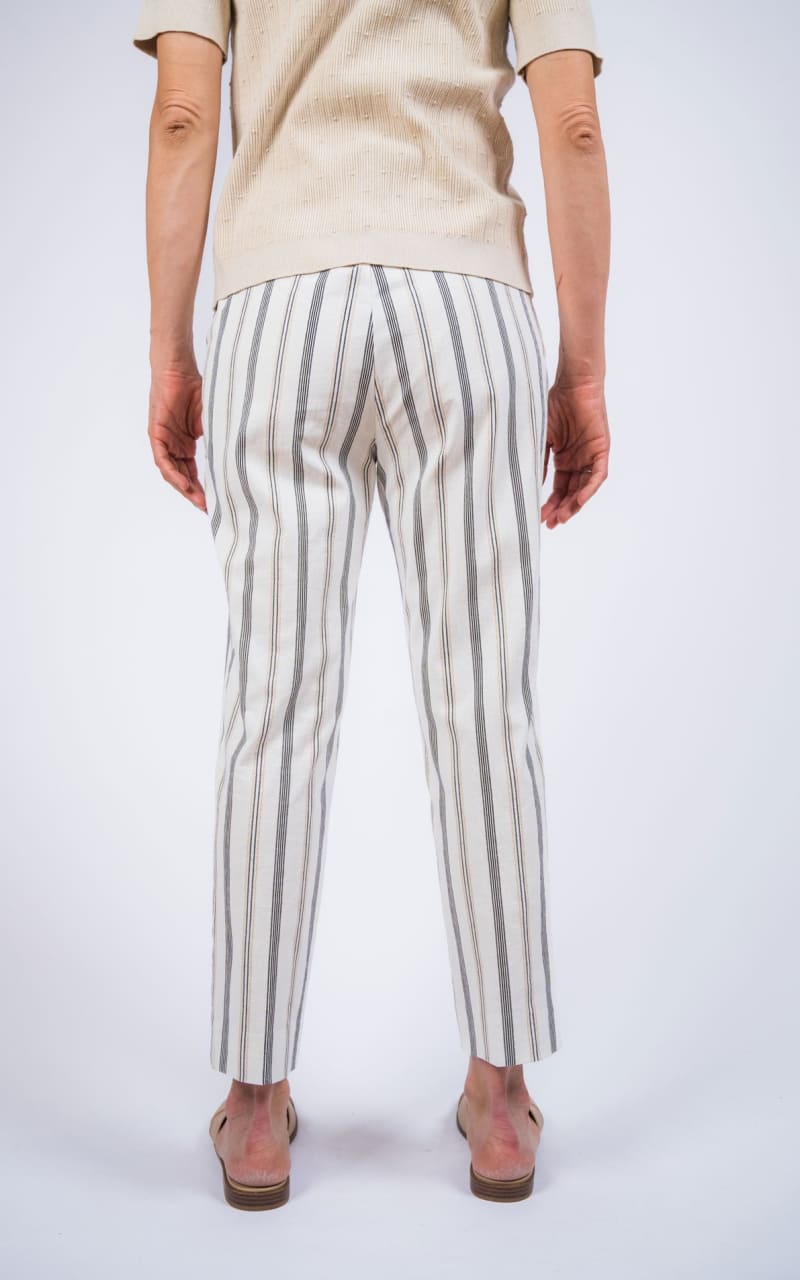 Lisette- Natural Stripe 26’’ Slim Cropped Pants - Pant