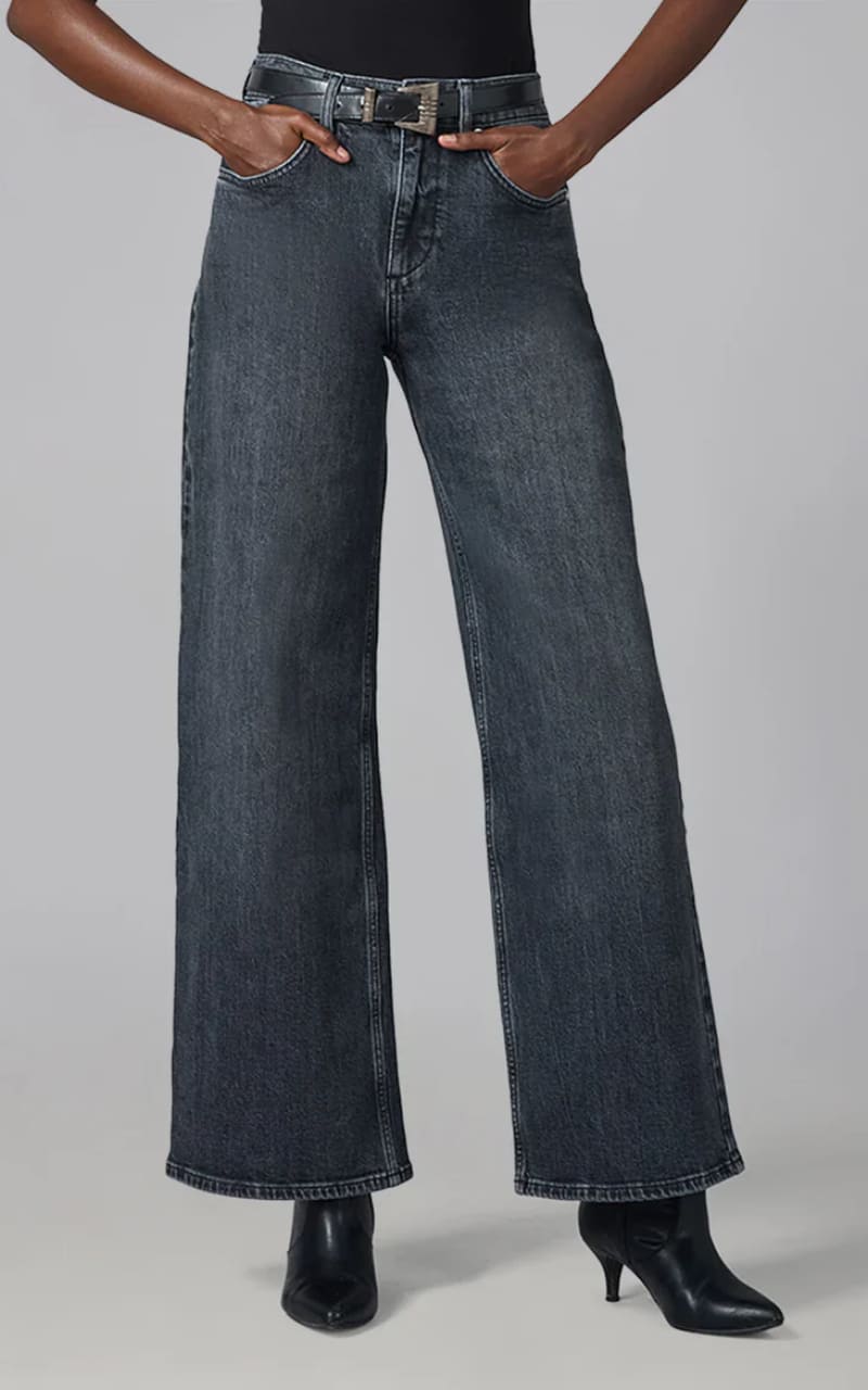 Lola Jeans Colette High Rise Wide Leg in Grit Gray denim