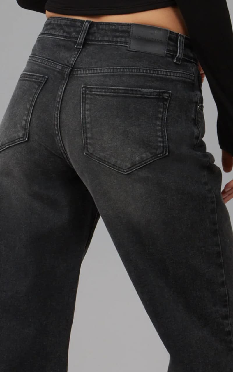Lola Jeans- Nova Mid Rise Wide Leg Jeans in Black Ash 30’’