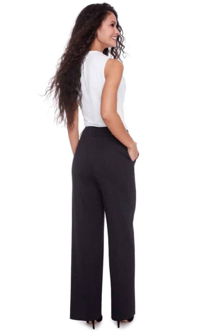 ILTM- Audrey Striped Ponte Wide Leg Full Length Pant