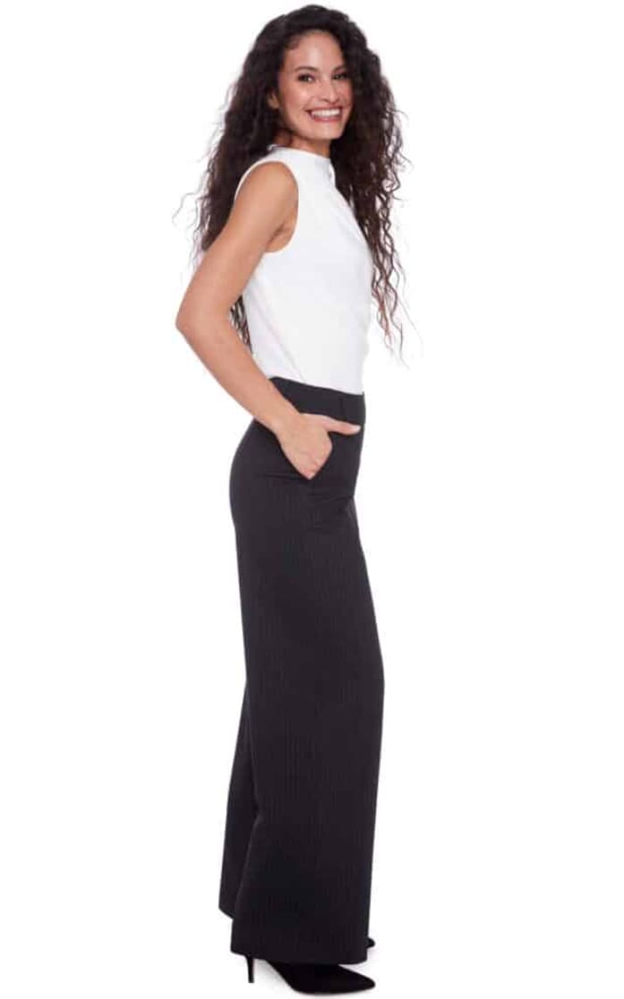 ILTM- Audrey Striped Ponte Wide Leg Full Length Pant
