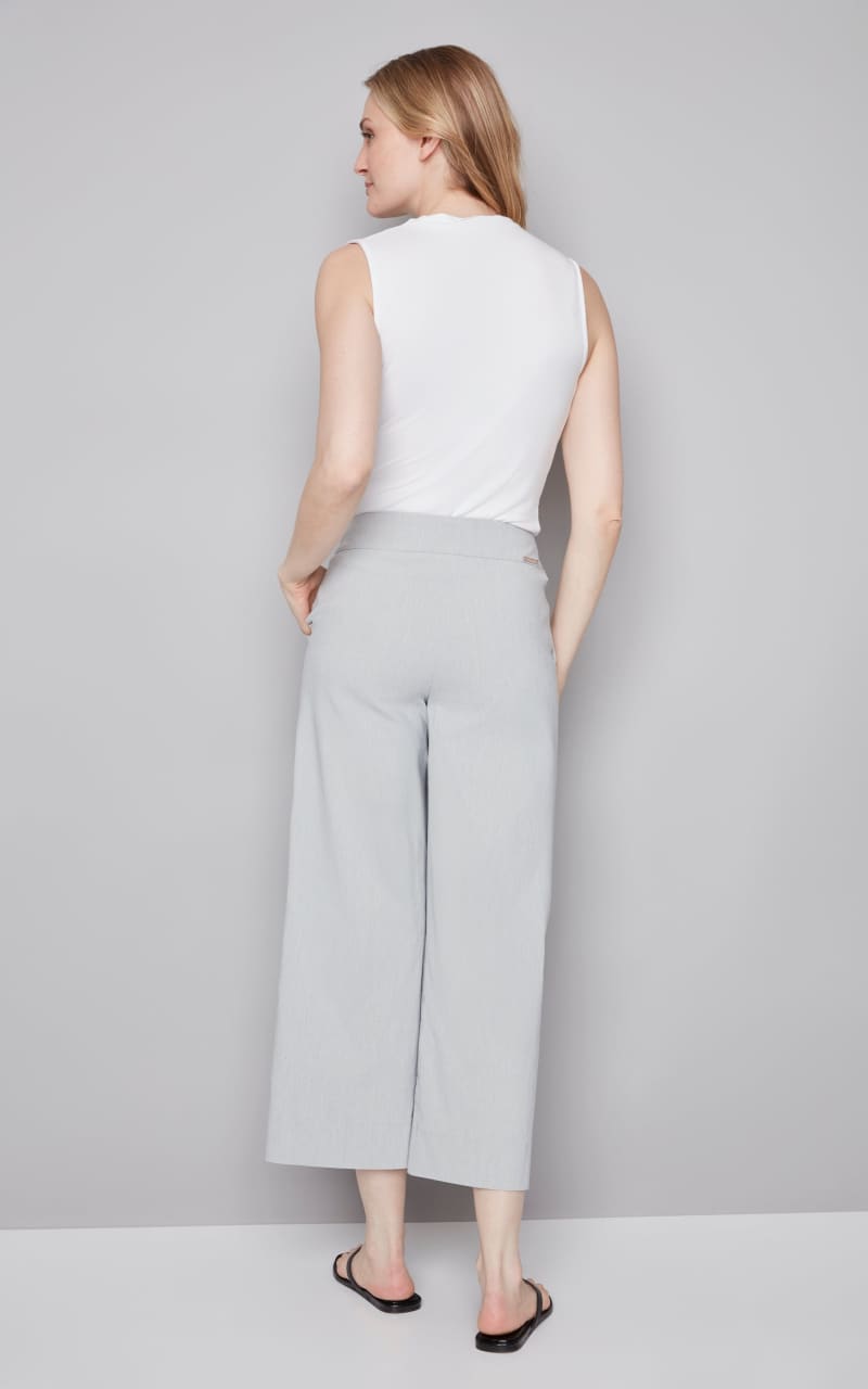 ILTM- Elizabeth Grey Striped Techno Wide Leg Cropped Pant