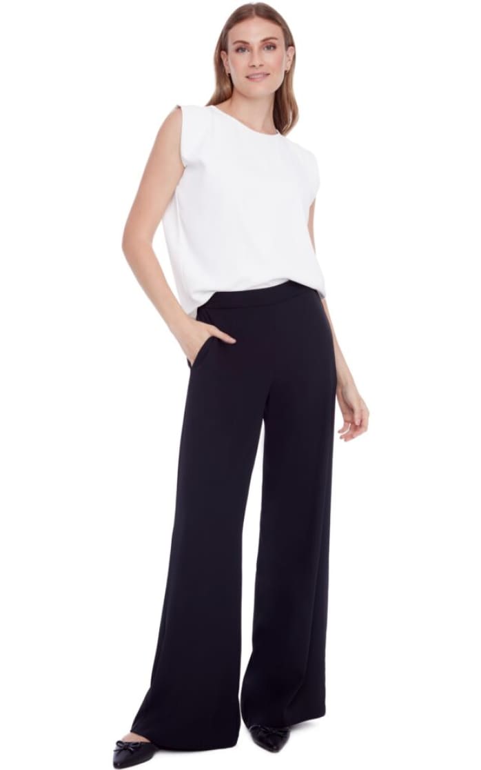 ILTM- Fiona Solid Vegan Silk Wide Leg Pant - Black / XS