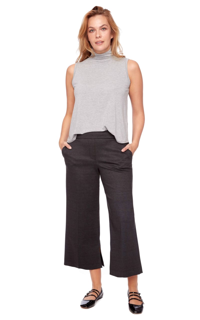 ILTM - Senna Cropped Wide Leg Plaid Ponte Pant - BOTTOM