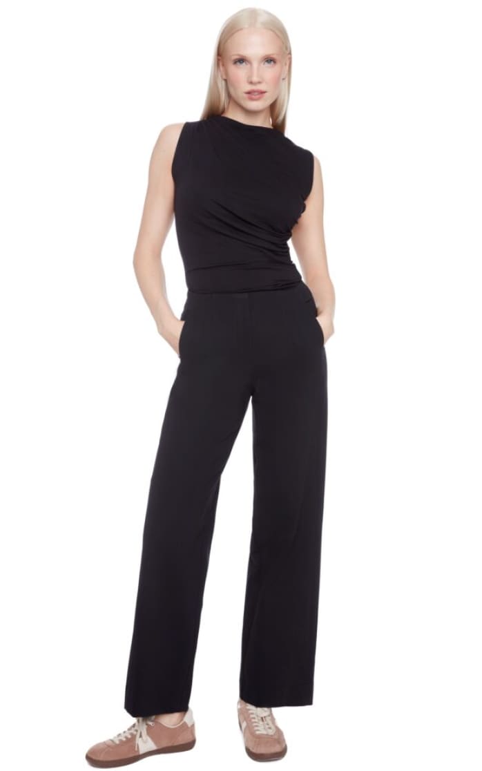 ILTM- Solid Compression Wide Leg Full Length Pant in Slate