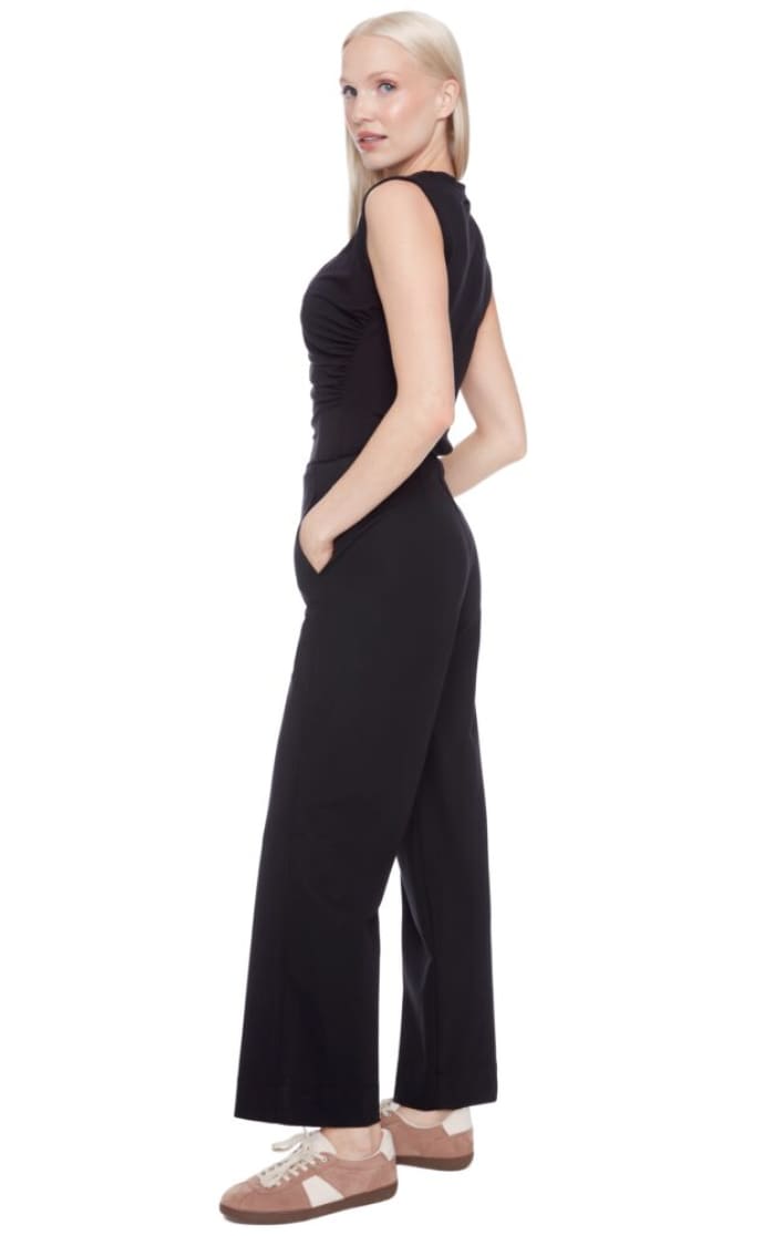ILTM- Solid Compression Wide Leg Full Length Pant in Slate