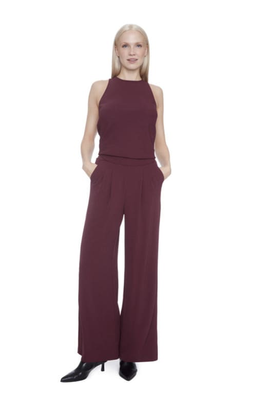 ILTM- Touria Solid Vegan Silk Wide Leg Trouser - Pant