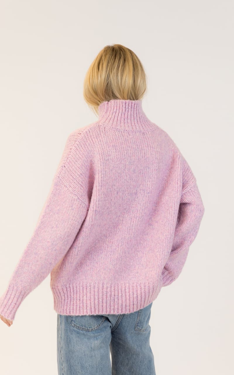 Lyla + Luxe Aggie Mockneck Ribbed Sweater in Pink Mix