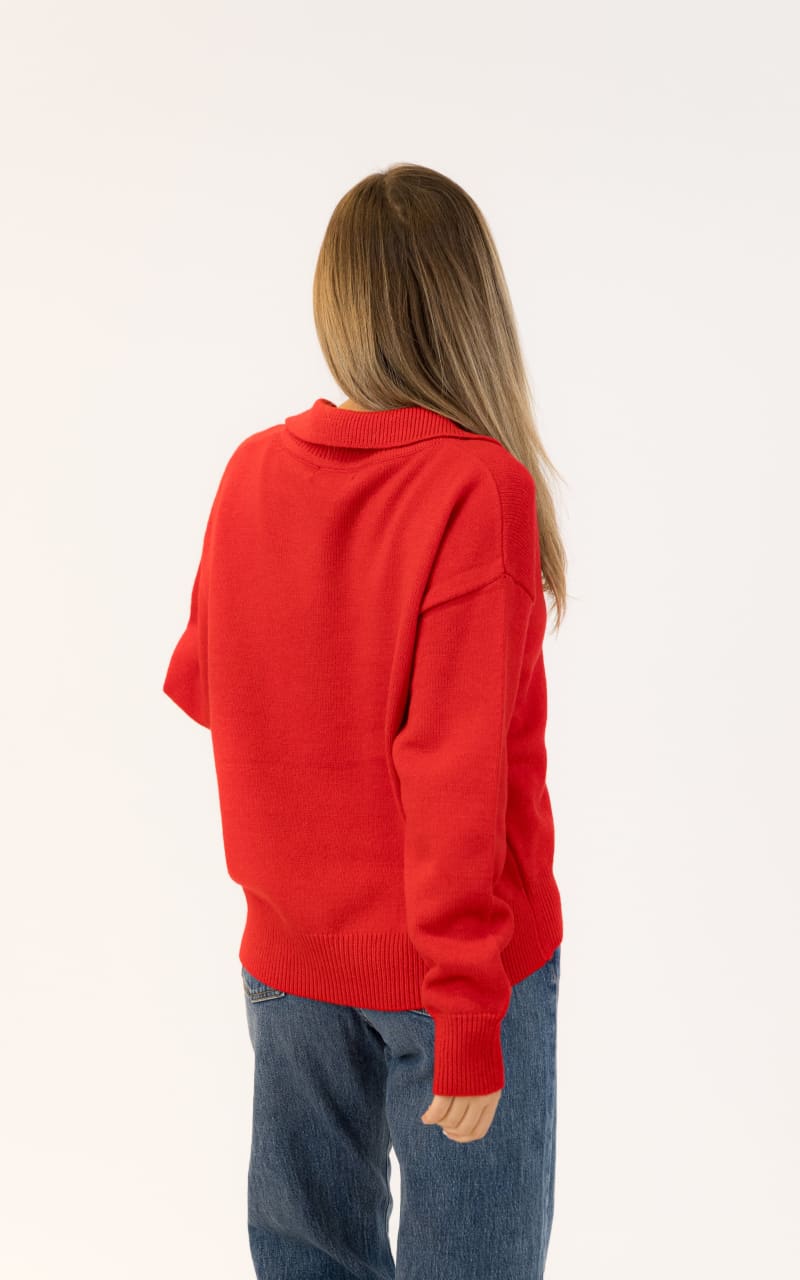 Lyla + Luxe Betty Collared Sweater in Red SWEATER &