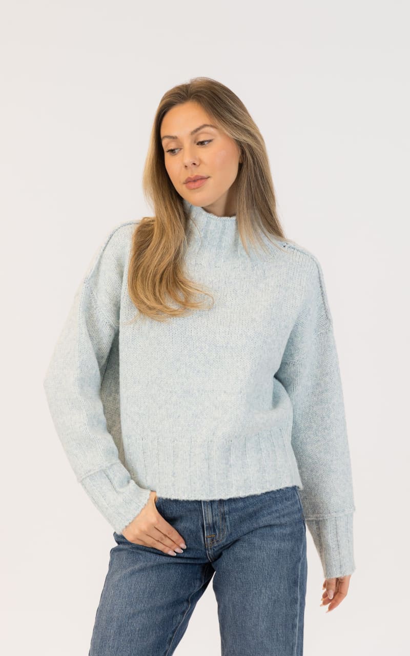 Lyla + Luxe Calli Mockneck Sweater in Blue Green SWEATER &