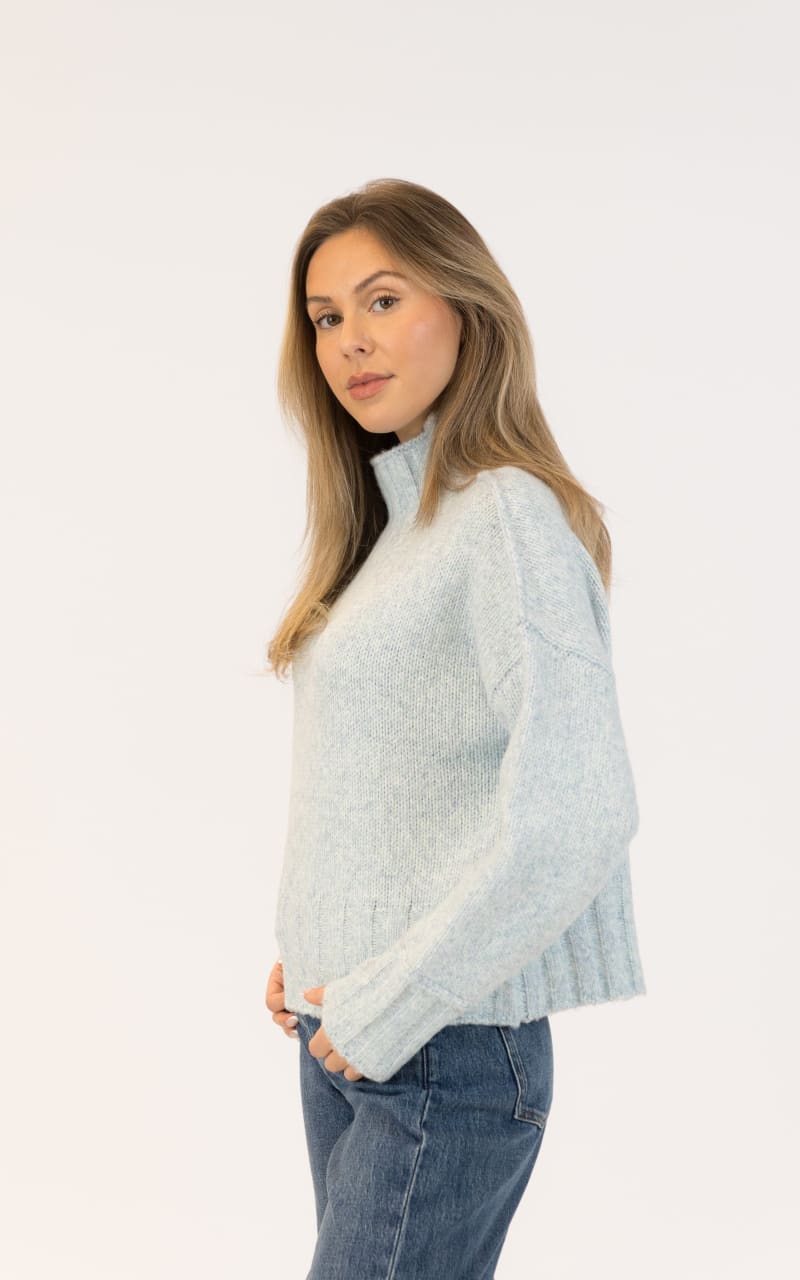Lyla + Luxe Calli Mockneck Sweater in Blue Green SWEATER &